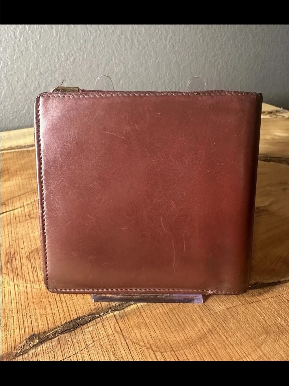 Vintage Cartier Must De Cartier Leather Bifold Wallet Coin Pocket Burgundy